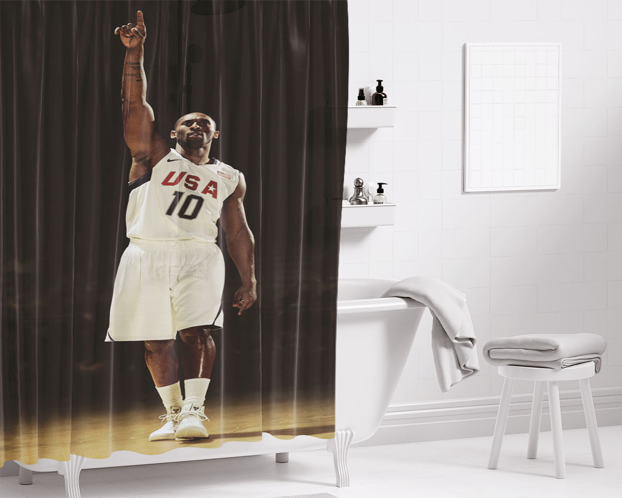 Kobe Bryant Wallpaper Bathroom Shower Curtain Fabric Waterproof | 66 X 72 Inch