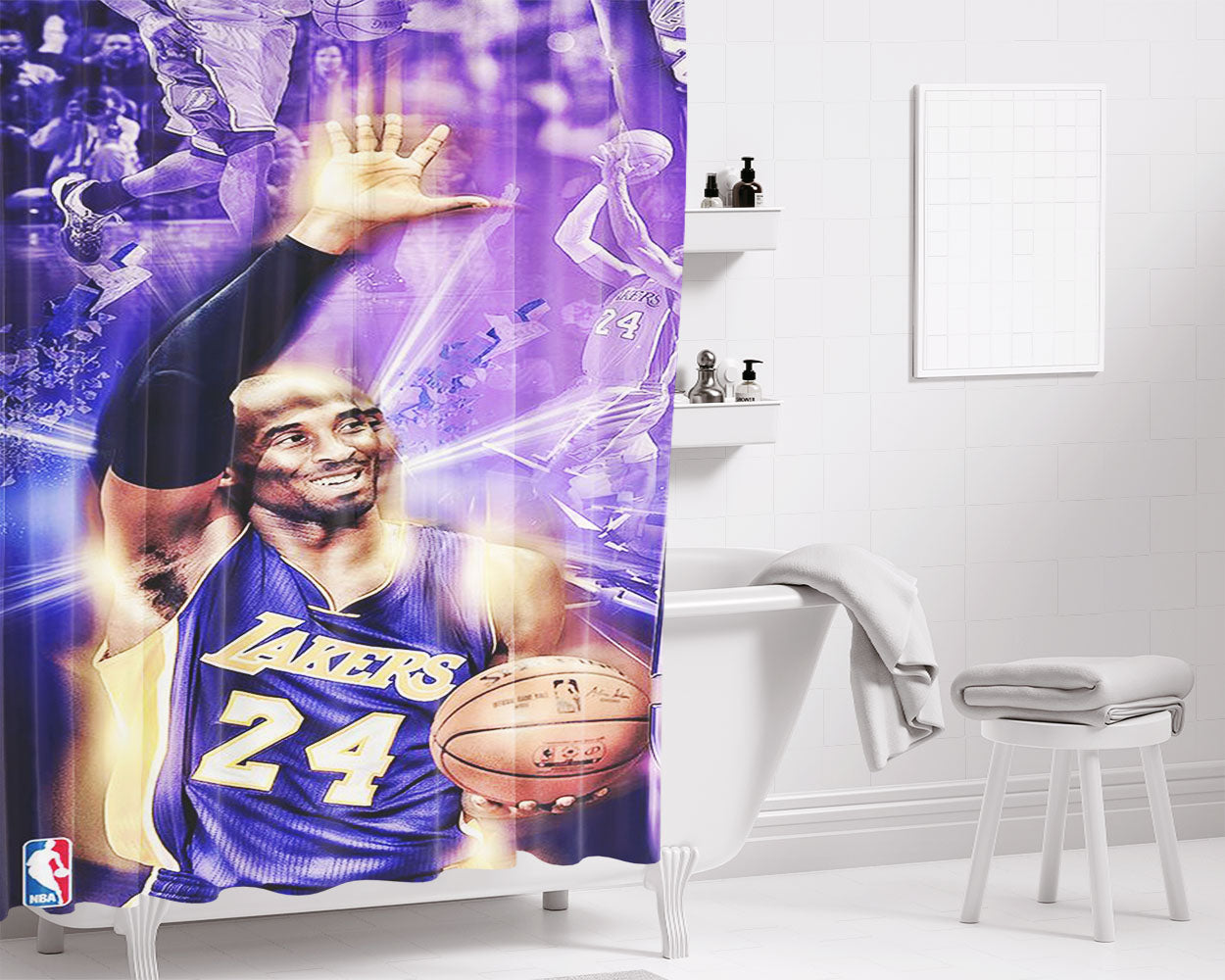 Lakers Kobe Bryant Hero Nba Bathroom Shower Curtain Fabric Waterproof | 66 X 72 Inch