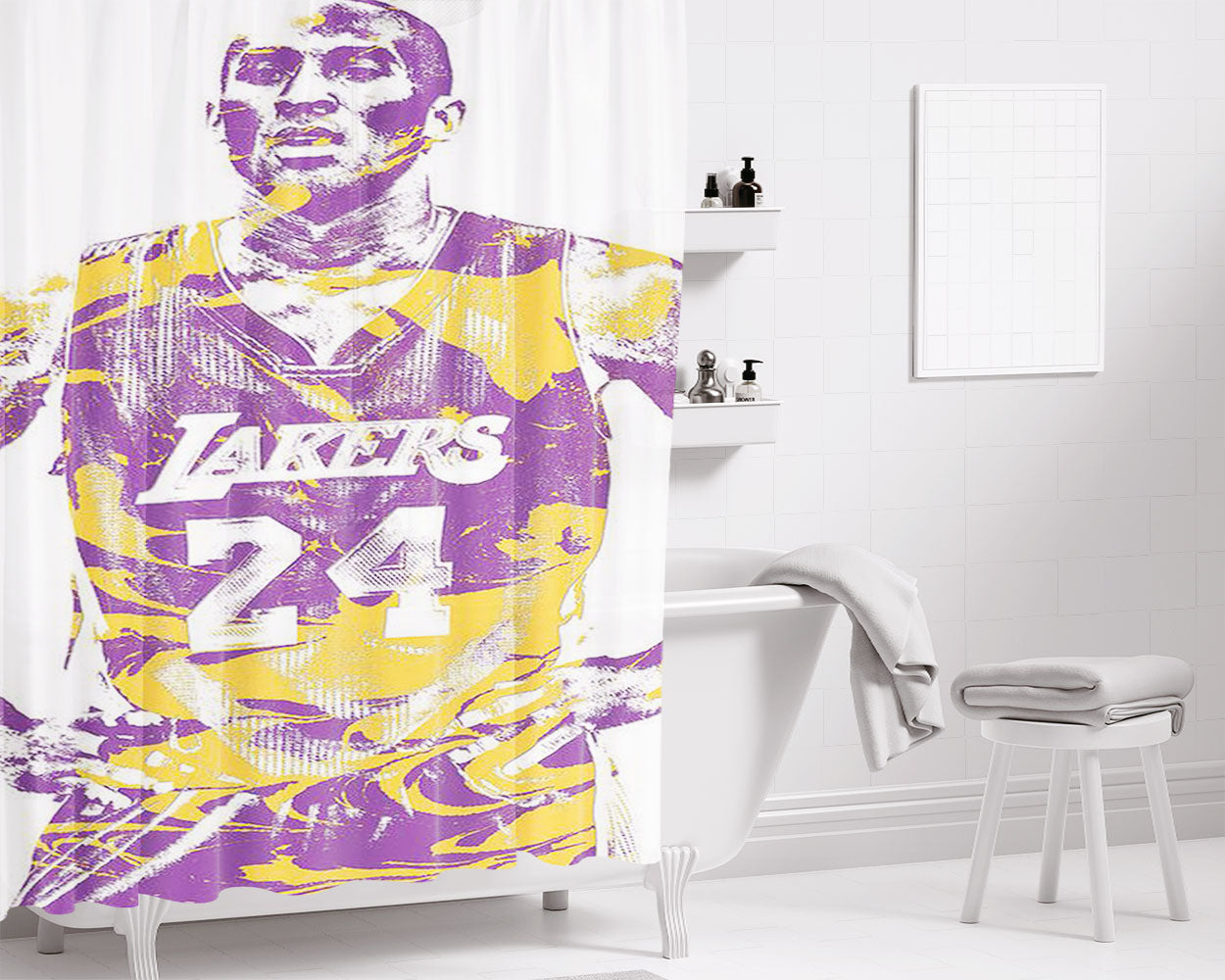 Lakers Kobe Bryant Nba Legend Tribute Bathroom Shower Curtain Fabric Waterproof | 66 X 72 Inch