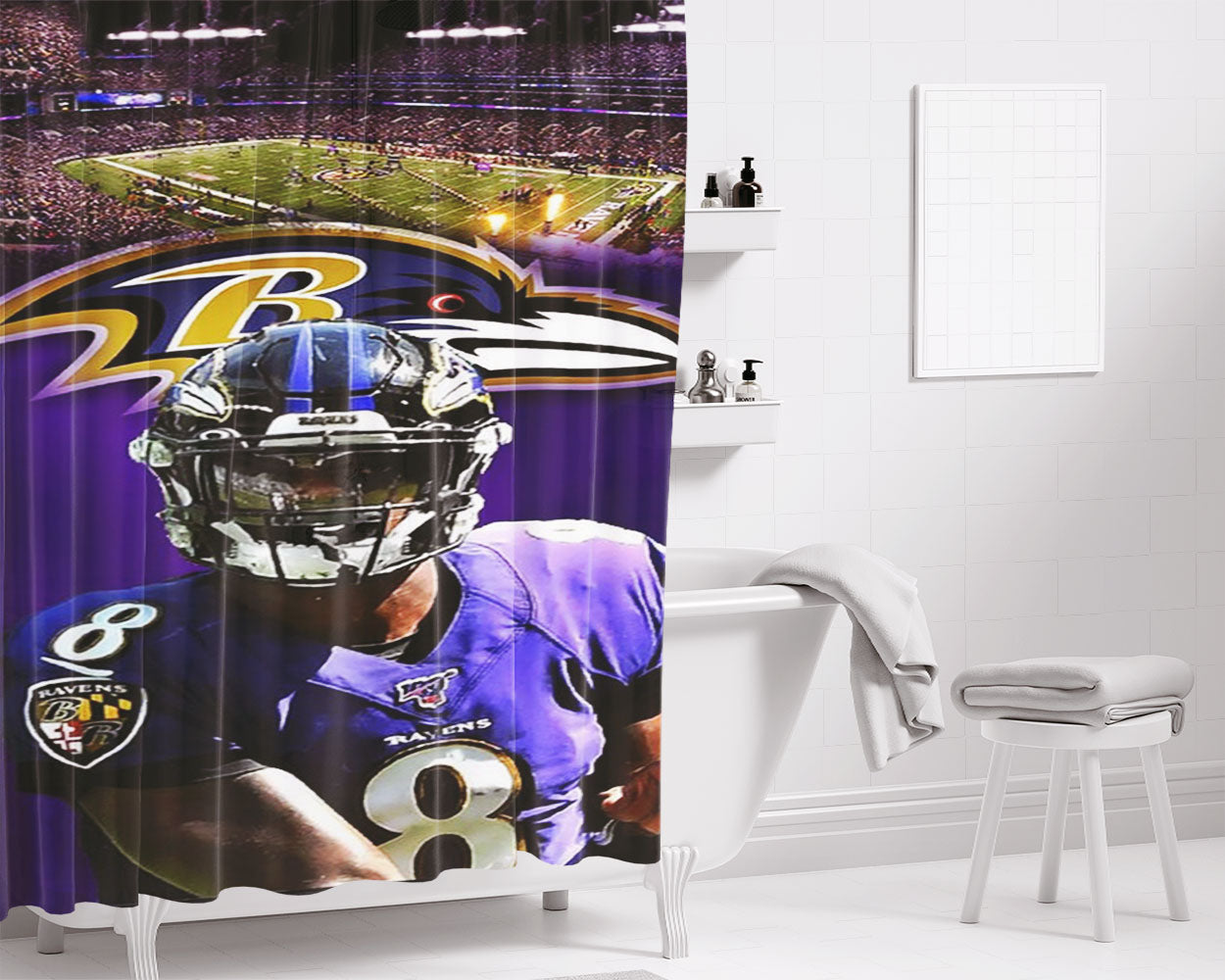 Lamar Jackson Louisville Bathroom Shower Curtain Fabric Waterproof | 66 X 72 Inch