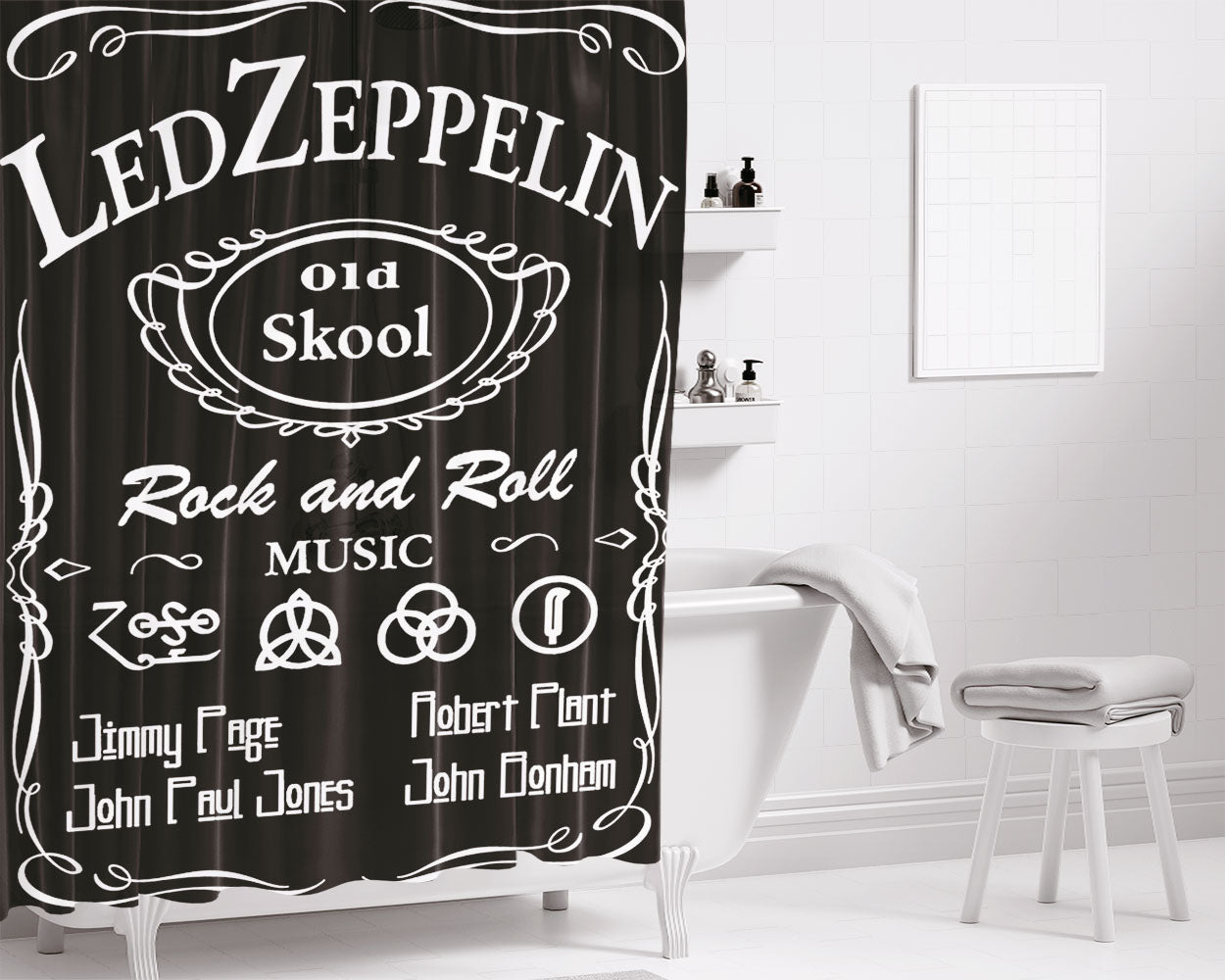 Led Zeppelin Darkness Bathroom Shower Curtain Fabric Waterproof | 66 X 72 Inch