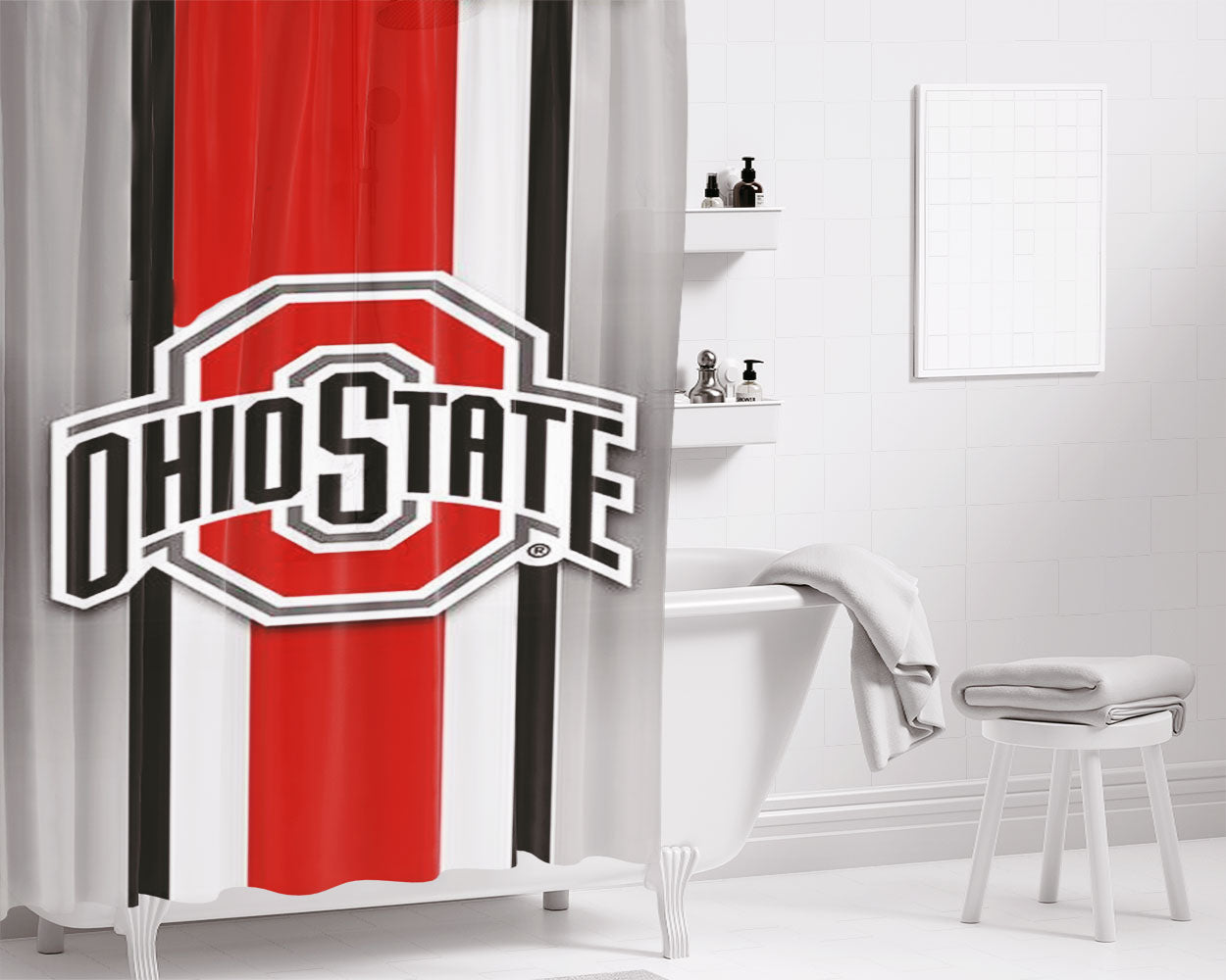 Logo Green Bay Packers Bathroom Shower Curtain Fabric Waterproof | 66 X 72 Inch