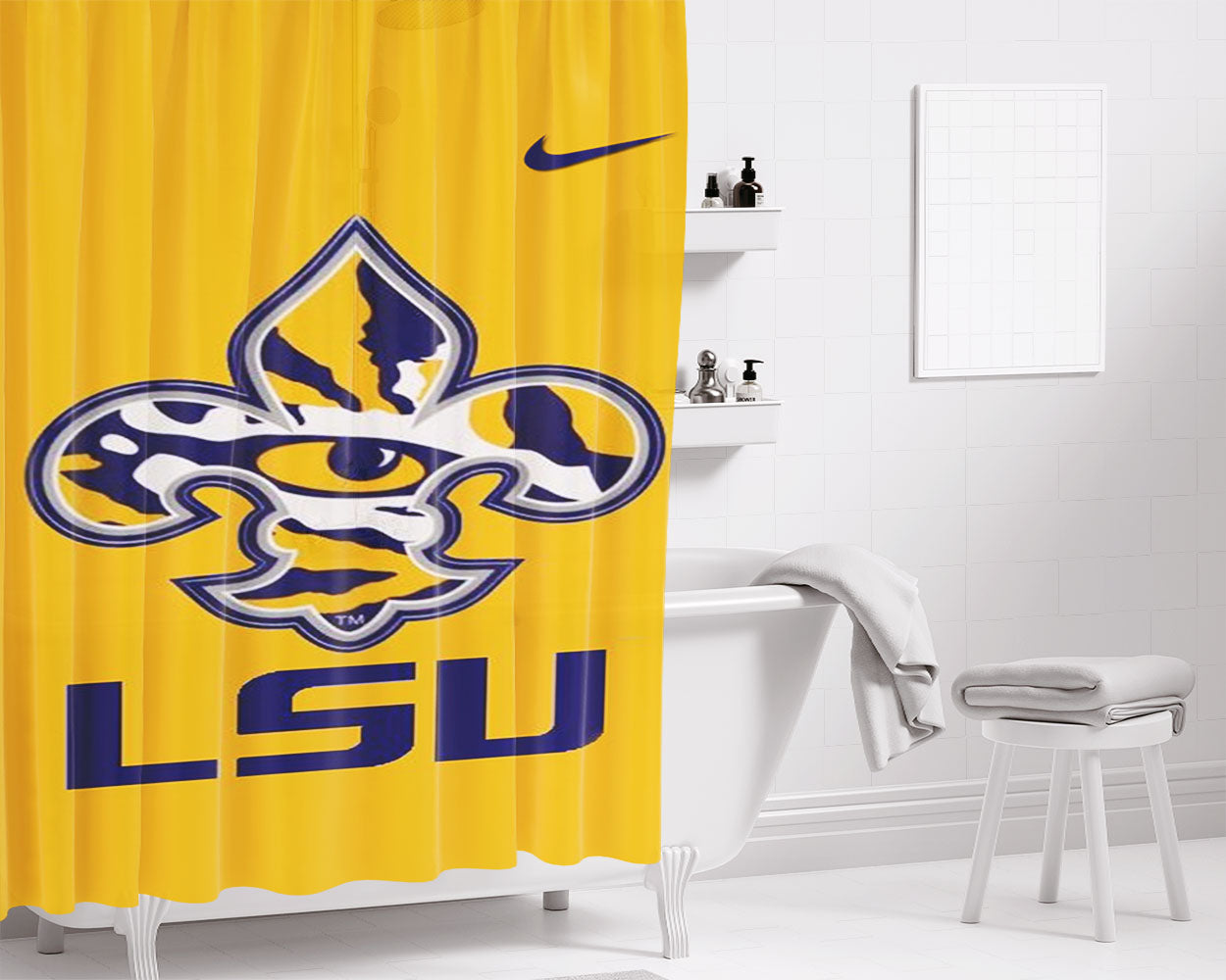Lsu Tigers 3 Bathroom Shower Curtain Fabric Waterproof | 66 X 72 Inch