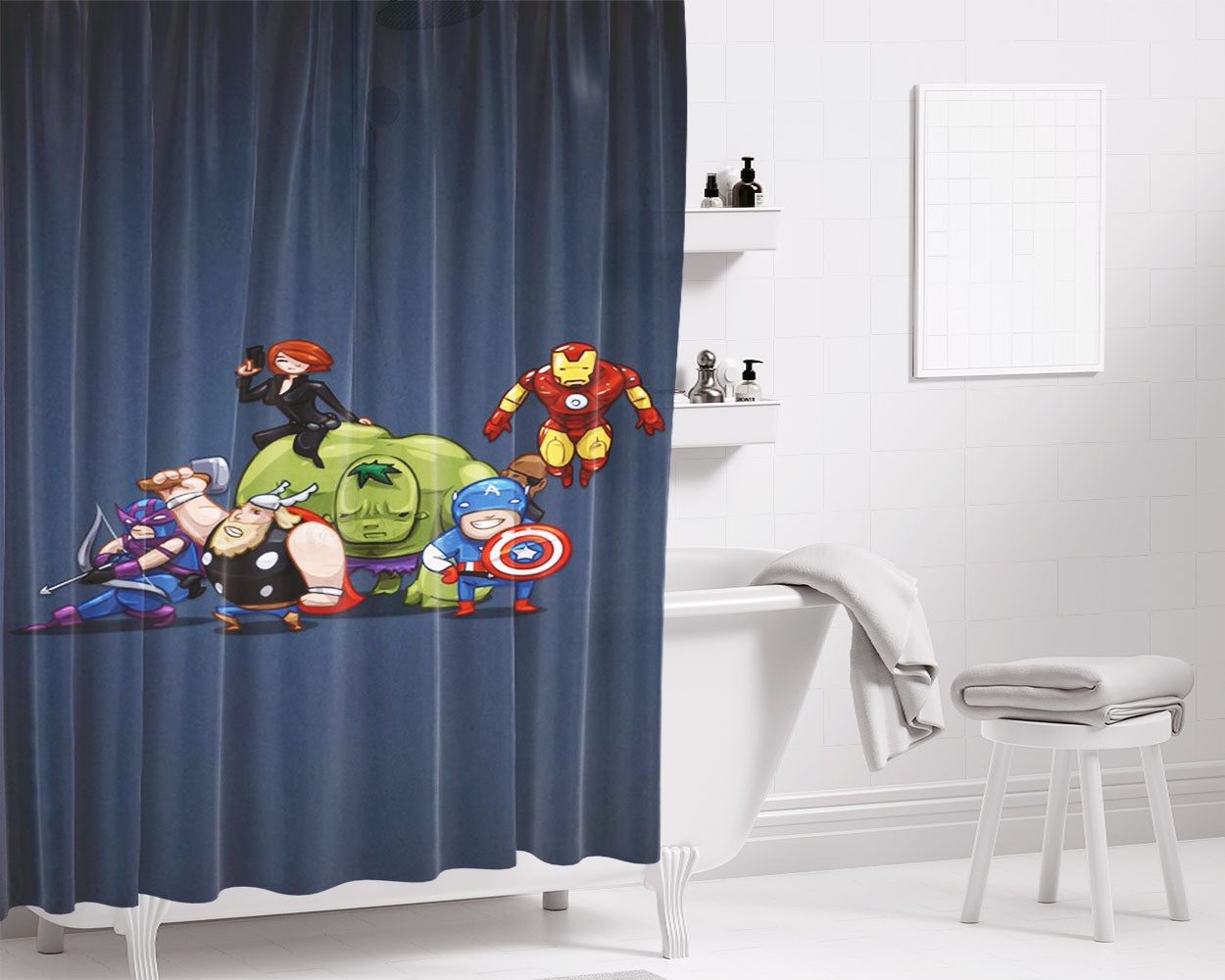 Marshmello Christmas Bathroom Shower Curtain Fabric Waterproof | 66 X 72 Inch