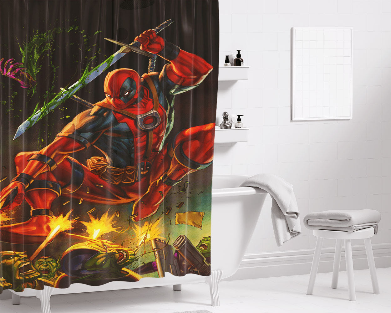 Marvel Comics The Amazing Spider Man Bathroom Shower Curtain Fabric Waterproof | 66 X 72 Inch