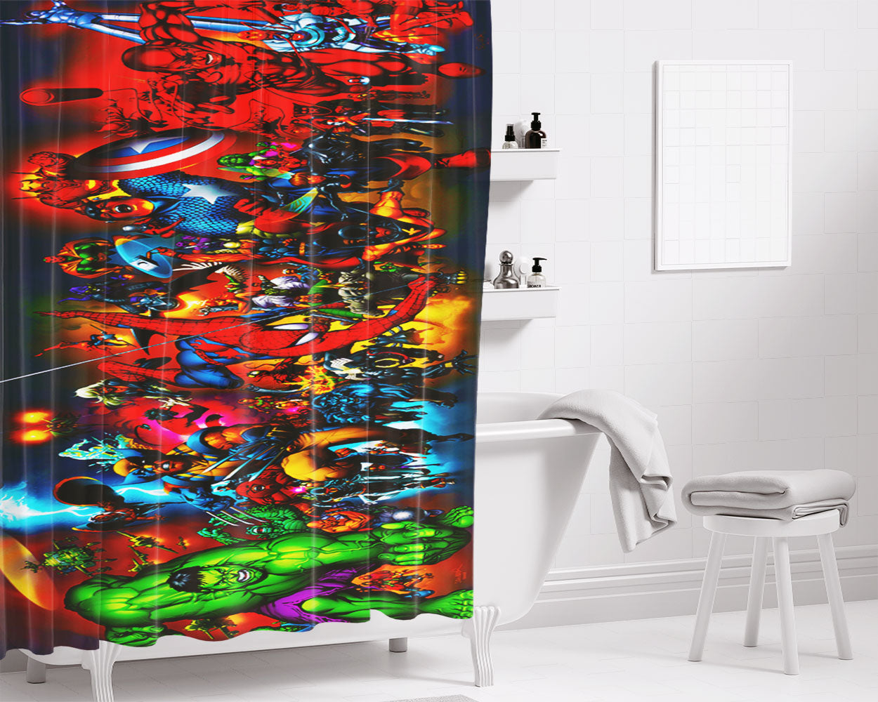 Marvel Deadpool Slash Bathroom Shower Curtain Fabric Waterproof | 66 X 72 Inch