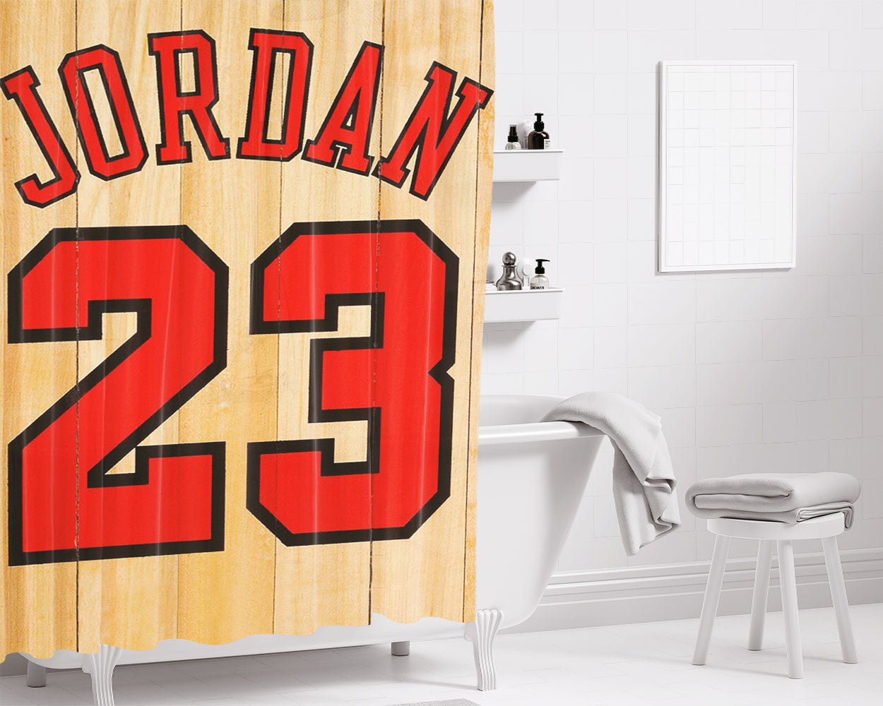 Michael Jordan 23 Art Abstract Bathroom Shower Curtain Fabric Waterproof | 66 X 72 Inch