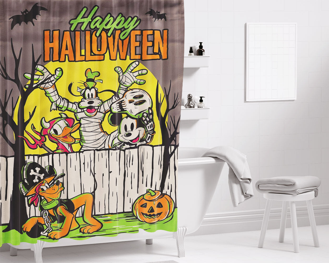 Michigan Wolverines Logo Blue Yellow Bathroom Shower Curtain Fabric Waterproof | 66 X 72 Inch