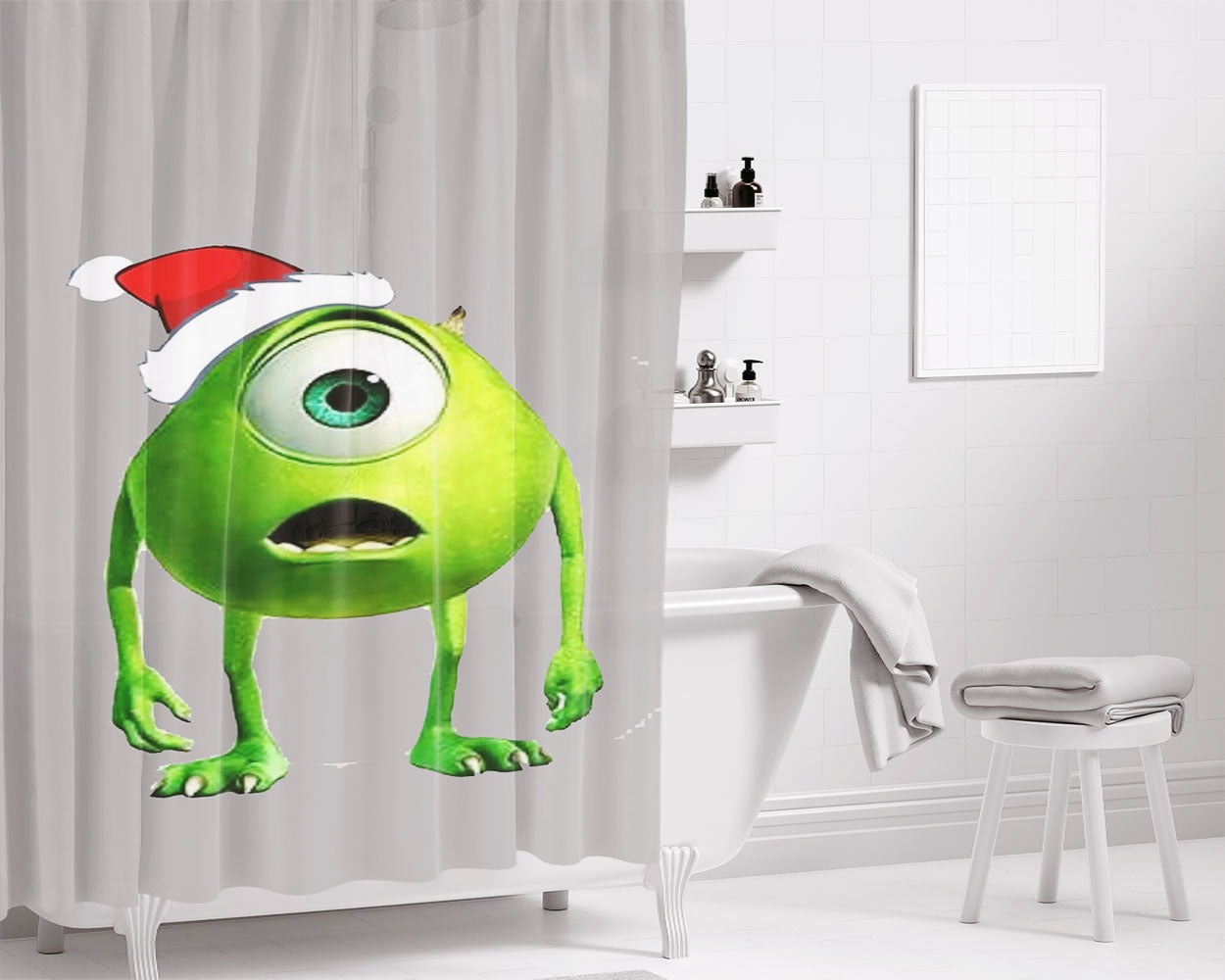 Monster Universal Dolls Christmas Bathroom Shower Curtain Fabric Waterproof | 66 X 72 Inch