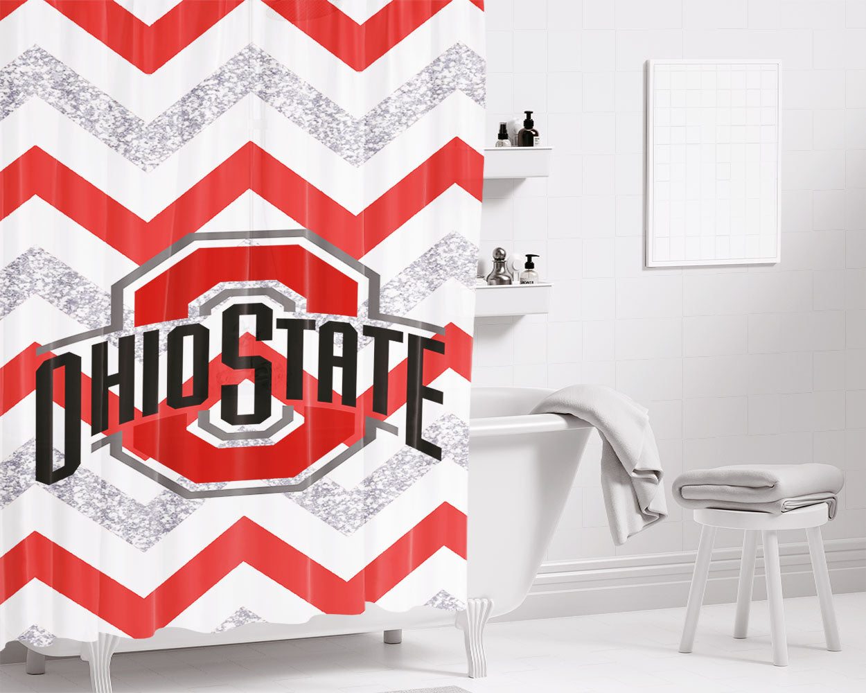Ohio State Nfl Player Bathroom Shower Curtain Fabric Waterproof | 66 X 72 Inch