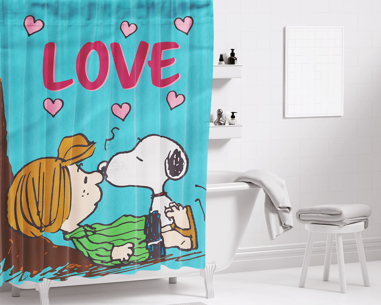 Peanuts Football Sport Bathroom Shower Curtain Fabric Waterproof | 66 X 72 Inch