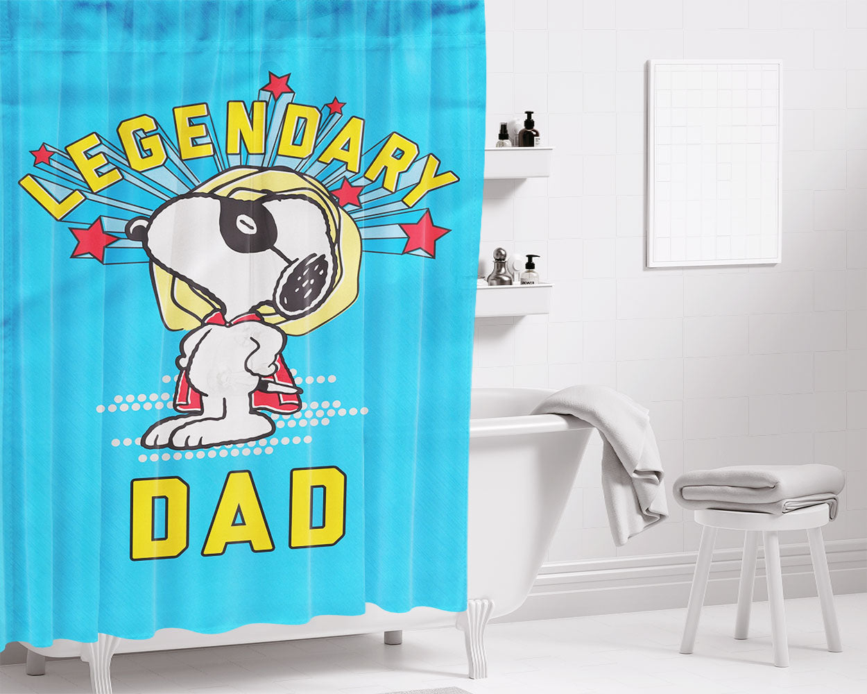 Peanuts Joy Snoopy And Woodstock Christmas Bathroom Shower Curtain Fabric Waterproof | 66 X 72 Inch