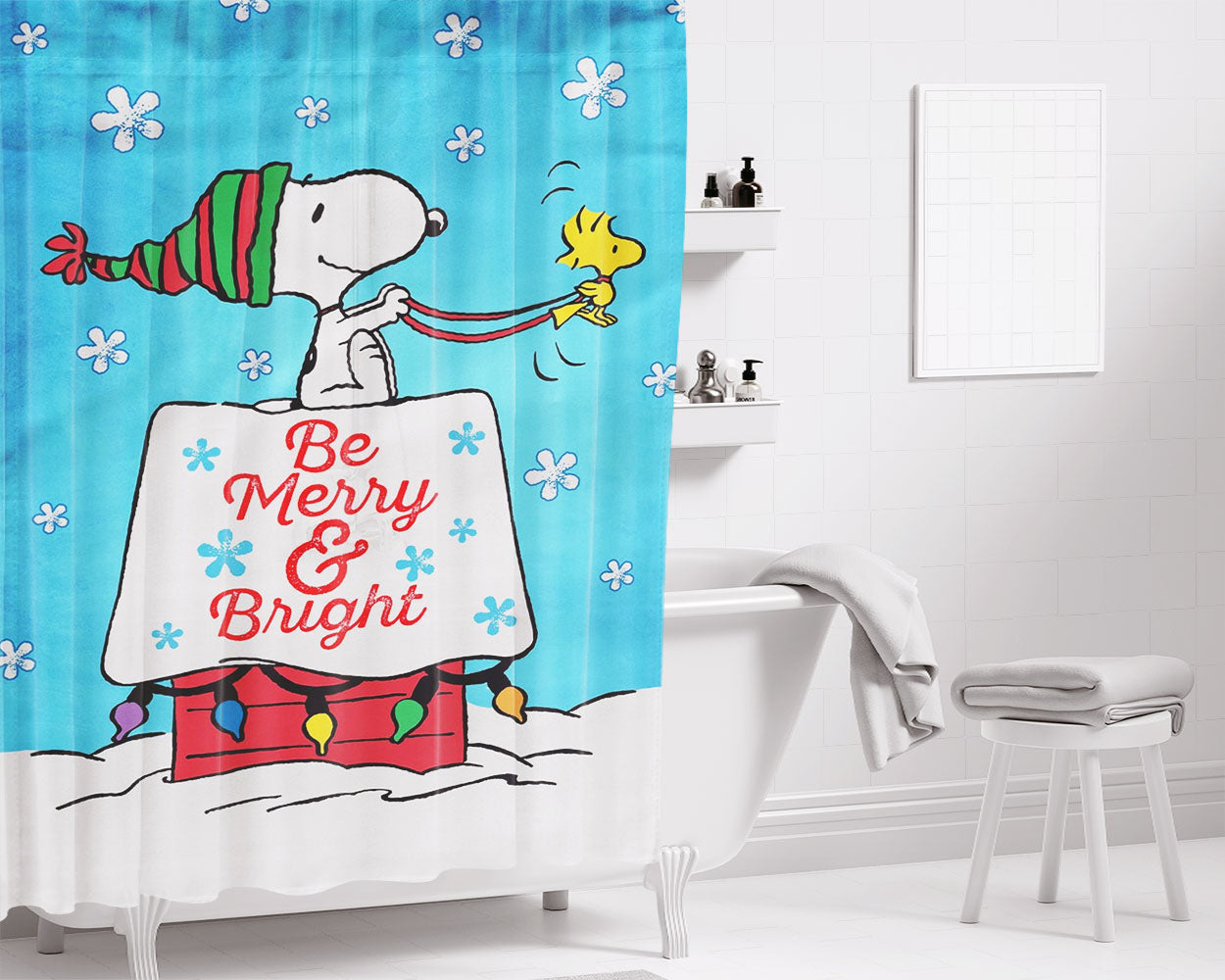 Peanuts Snoopy Charlie Brown Bathroom Shower Curtain Fabric Waterproof | 66 X 72 Inch
