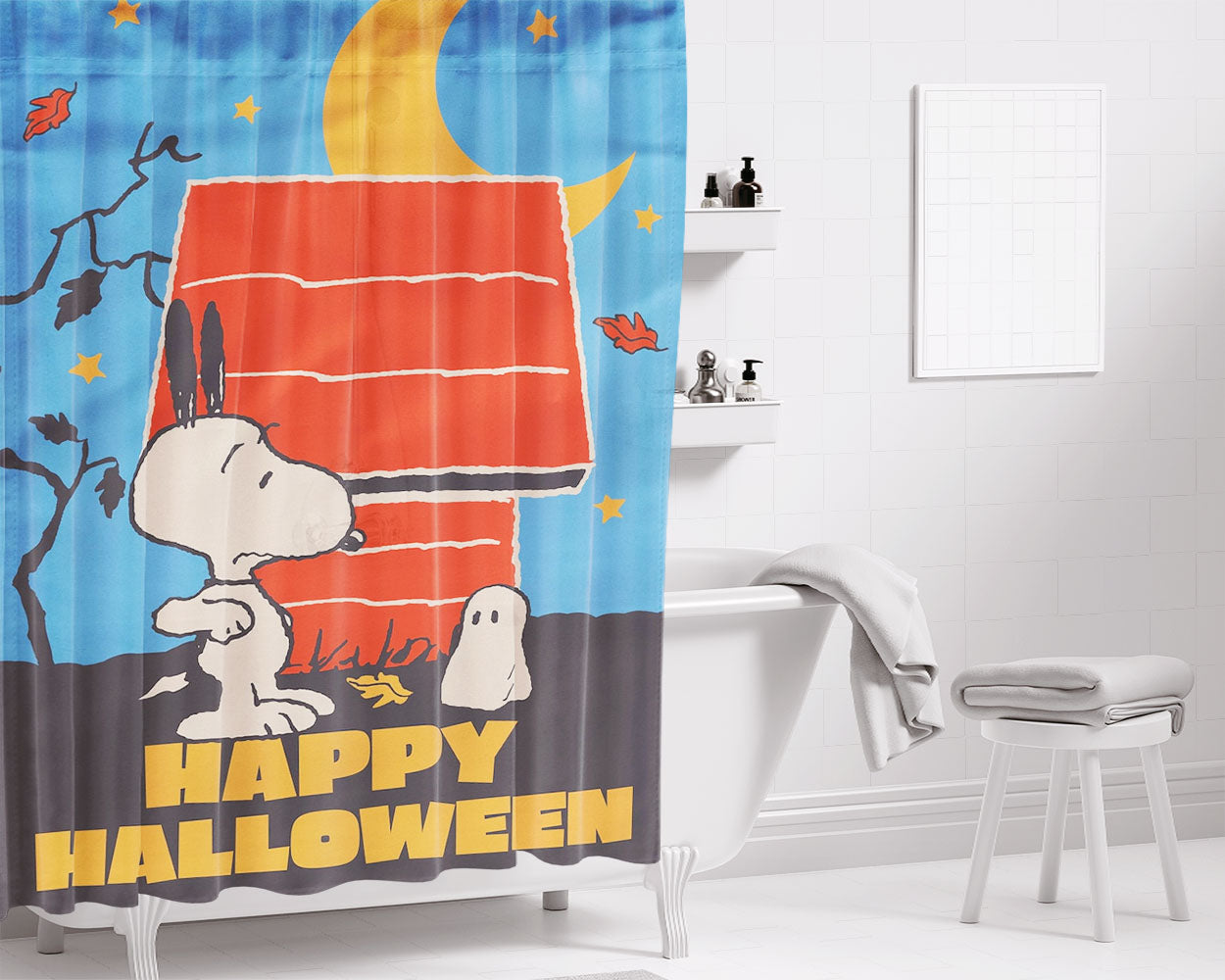 Peanuts Snoopy Football Bathroom Shower Curtain Fabric Waterproof | 66 X 72 Inch