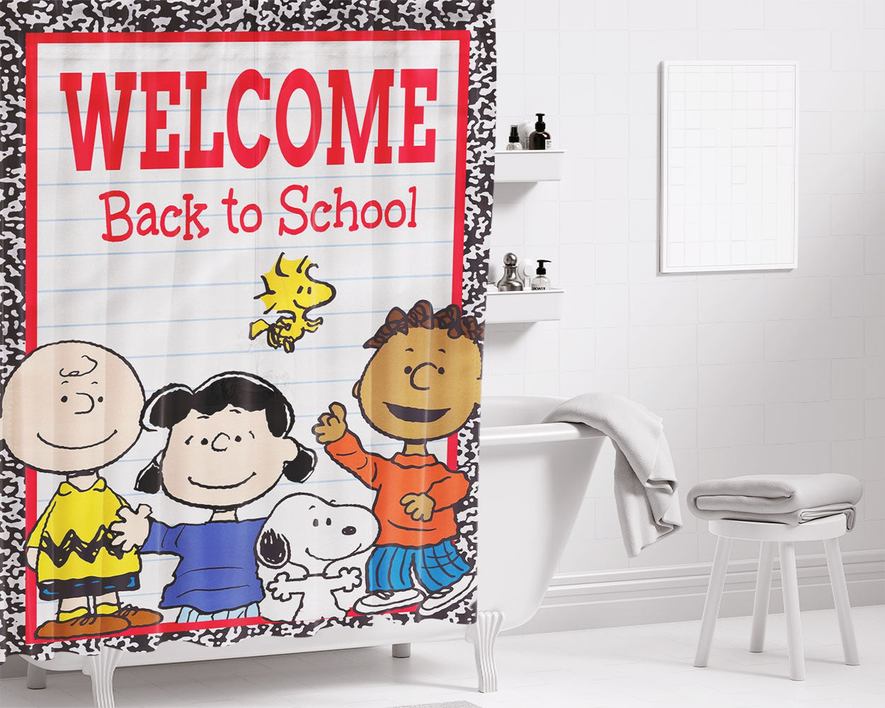 Peanuts Valentines Day Woodstock Bathroom Shower Curtain Fabric Waterproof | 66 X 72 Inch