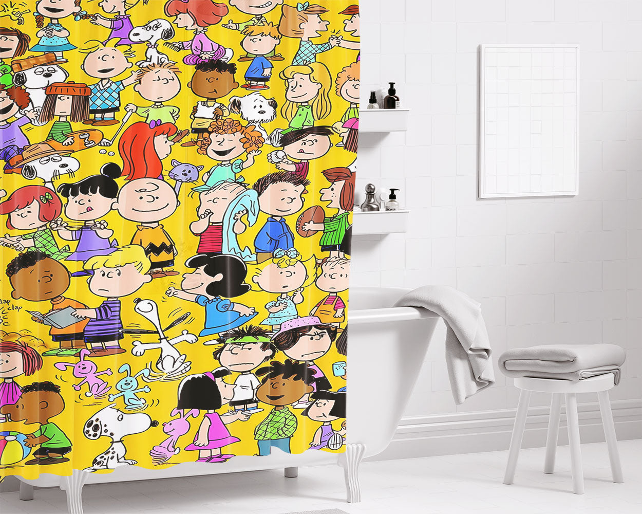 Peanuts Woodstock Staycation Bathroom Shower Curtain Fabric Waterproof | 66 X 72 Inch