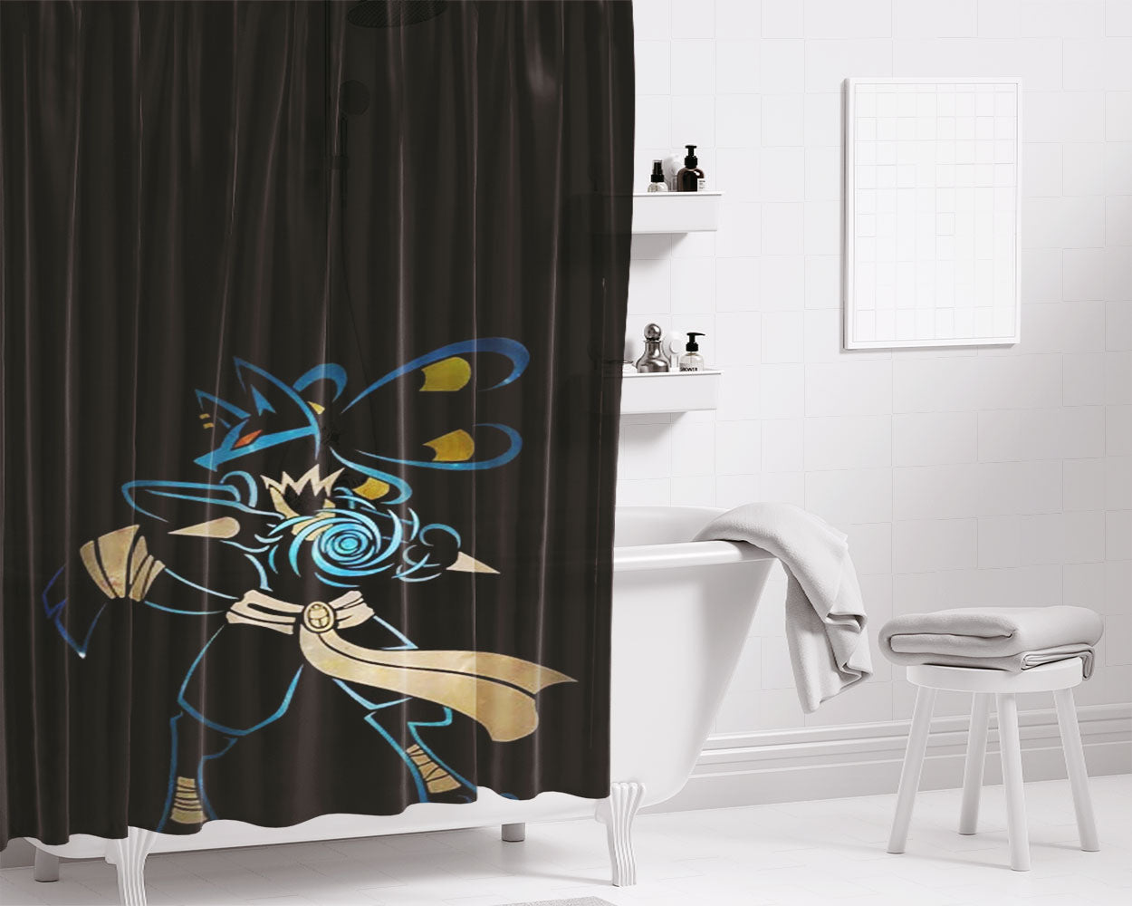 Pokemon Halloween Bathroom Shower Curtain Fabric Waterproof | 66 X 72 Inch