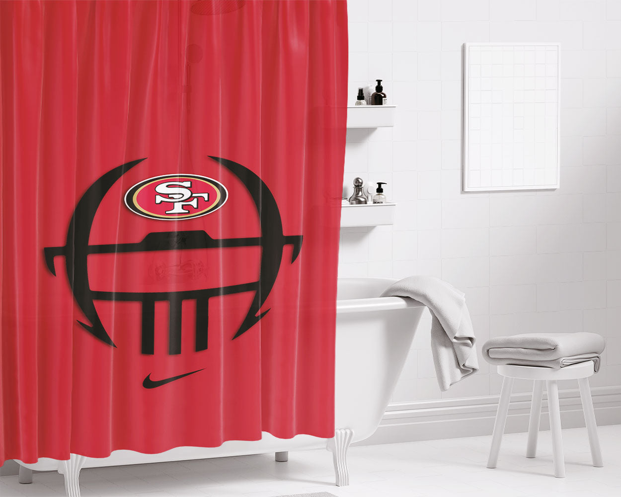 San Diego State Aztecs Nfl Logo Bathroom Shower Curtain Fabric Waterproof | 66 X 72 Inch