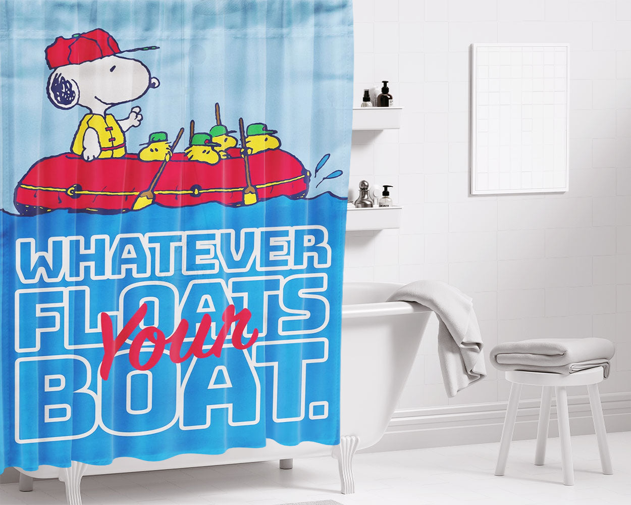 Snoopy And Woodstock St Patricks Day Bathroom Shower Curtain Fabric Waterproof | 66 X 72 Inch