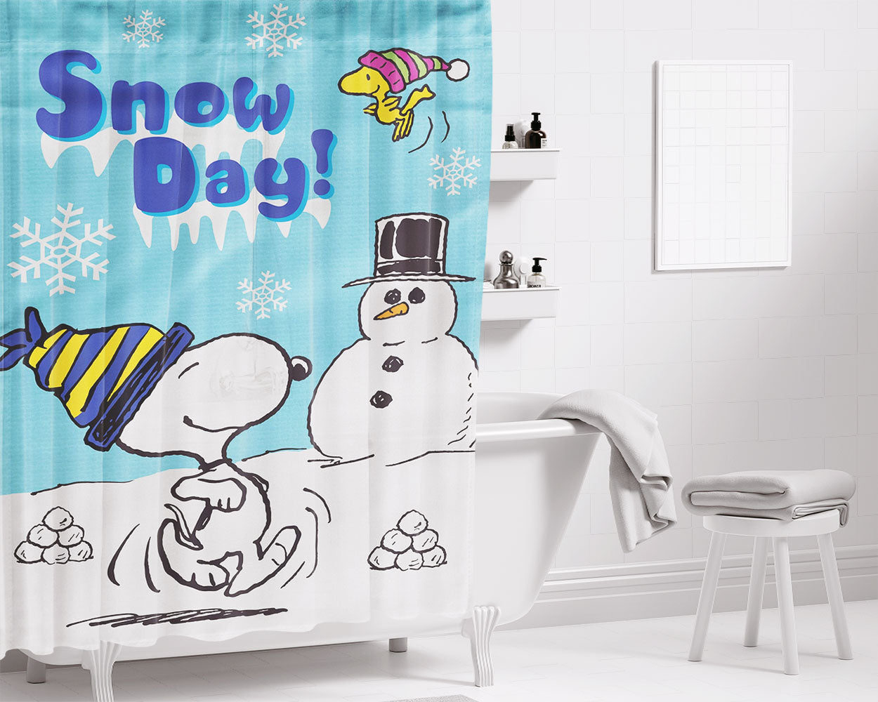 Snoopy And Woodstock Summer Bathroom Shower Curtain Fabric Waterproof | 66 X 72 Inch
