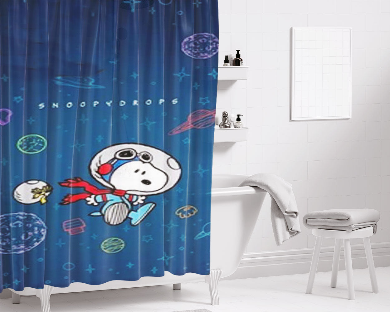 Snoopy Cute Halloween Bathroom Shower Curtain Fabric Waterproof | 66 X 72 Inch