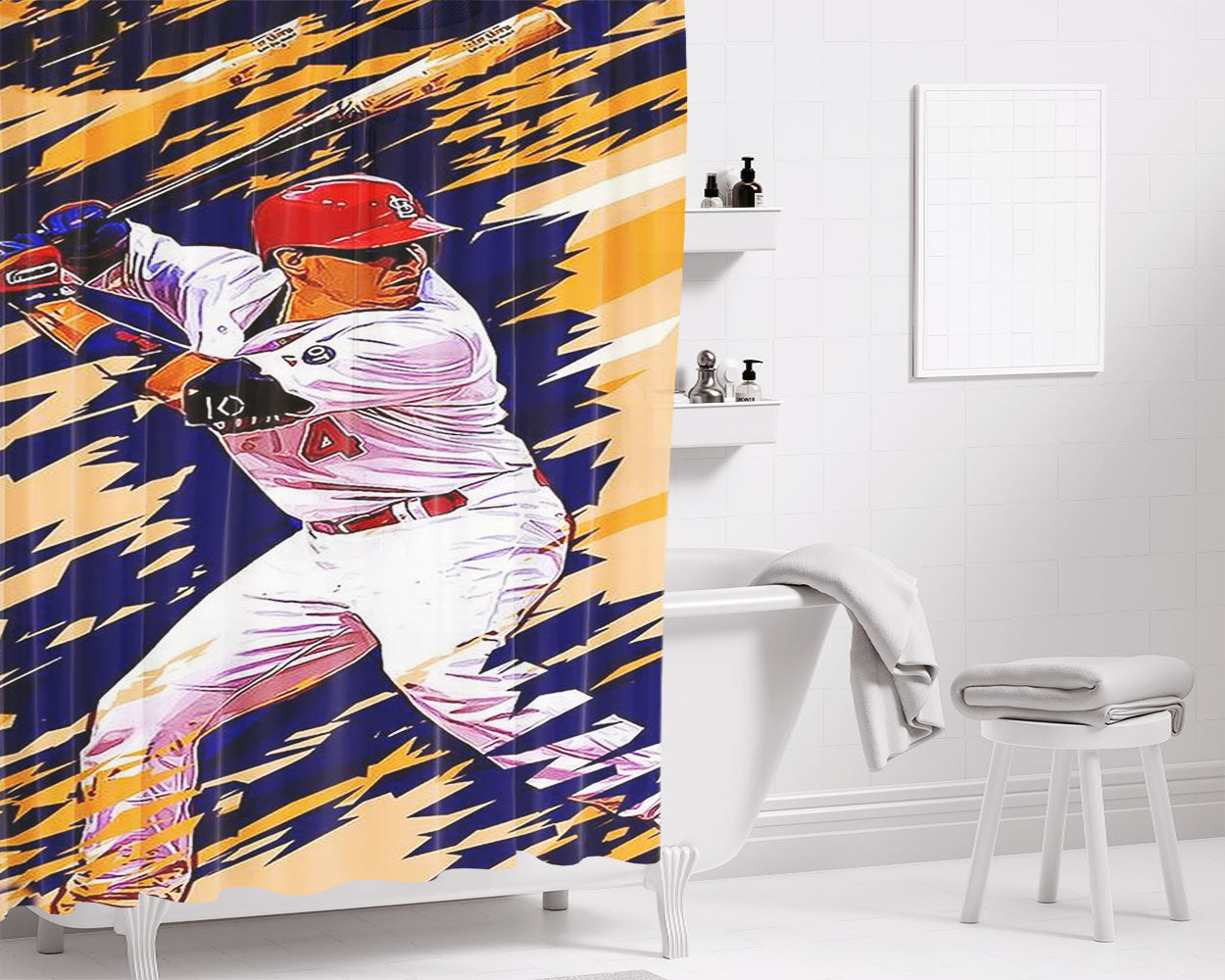 St Louis Cardinals Stadium Bathroom Shower Curtain Fabric Waterproof | 66 X 72 Inch