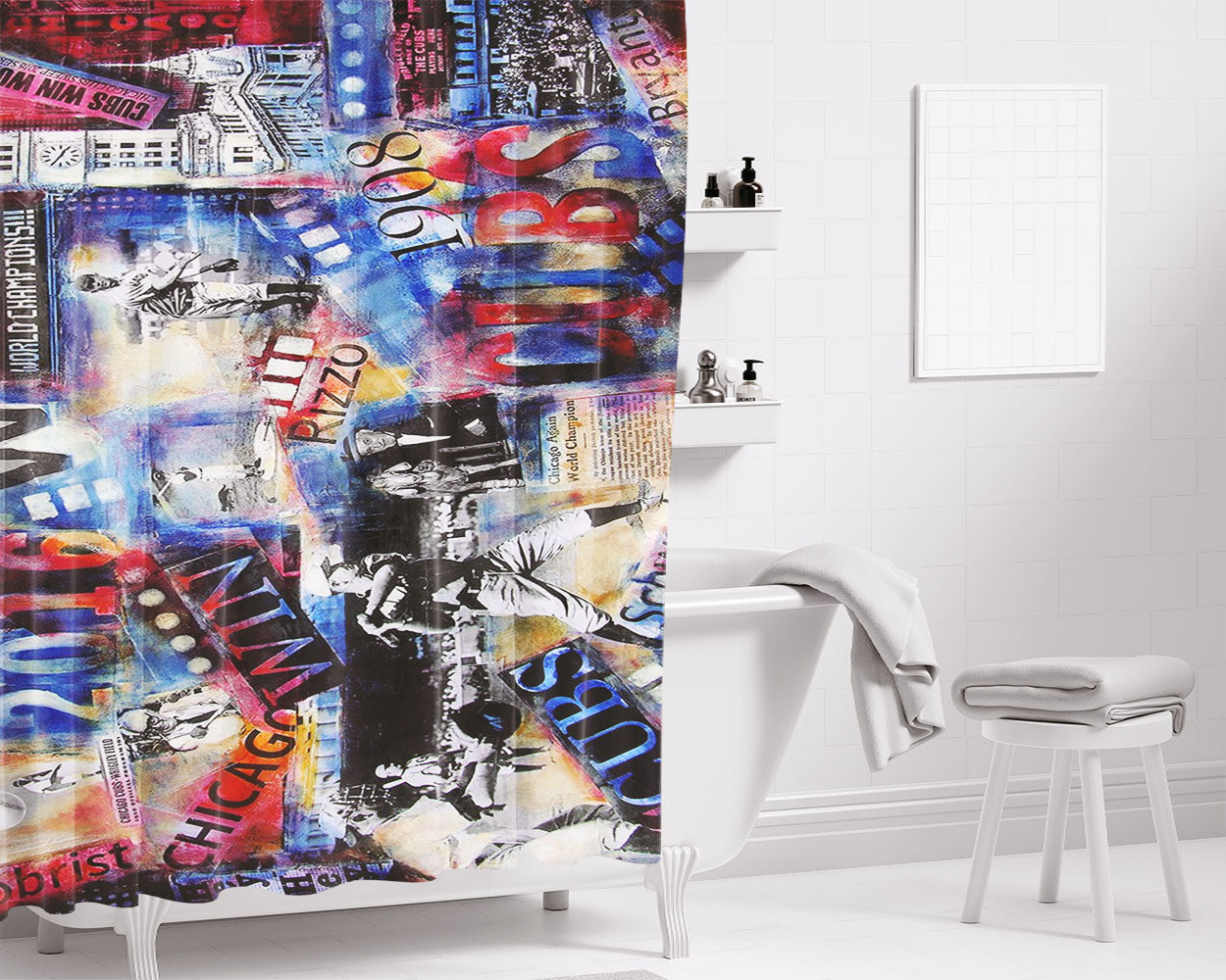 Stitch Cartoon Color Splash Bathroom Shower Curtain Fabric Waterproof | 66 X 72 Inch