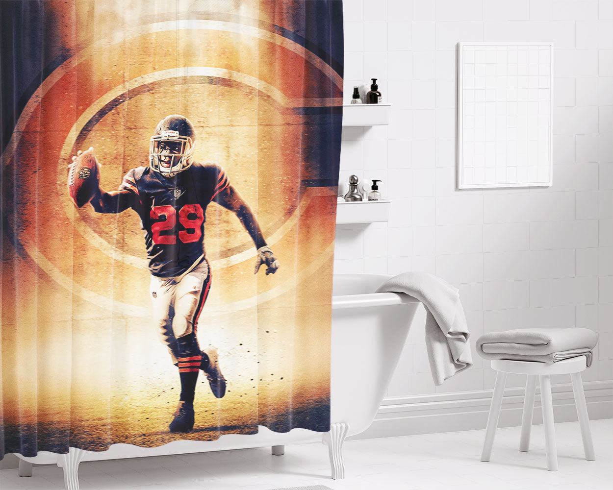 Tampa Bay Lightning Bathroom Shower Curtain Fabric Waterproof | 66 X 72 Inch