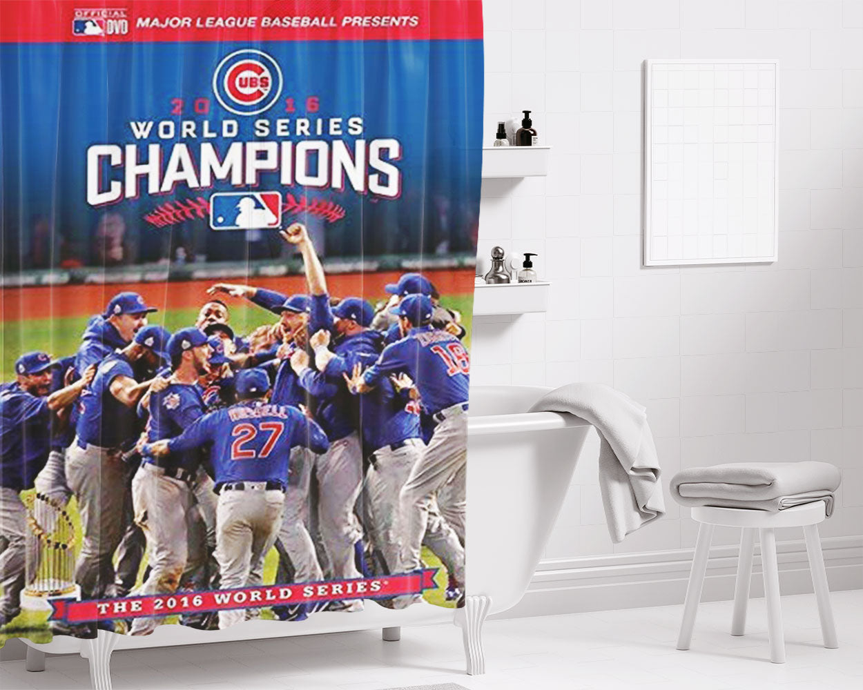 The Chicago Cubs Champions 2 Bathroom Shower Curtain Fabric Waterproof | 66 X 72 Inch