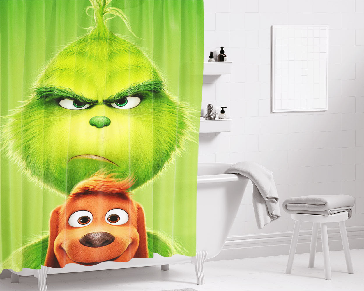 The Grinch Movie Bathroom Shower Curtain Fabric Waterproof | 66 X 72 Inch