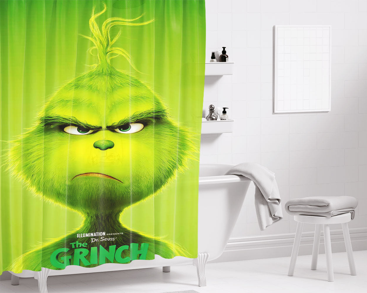 The Grinch Poster 2018 Bathroom Shower Curtain Fabric Waterproof | 66 X 72 Inch
