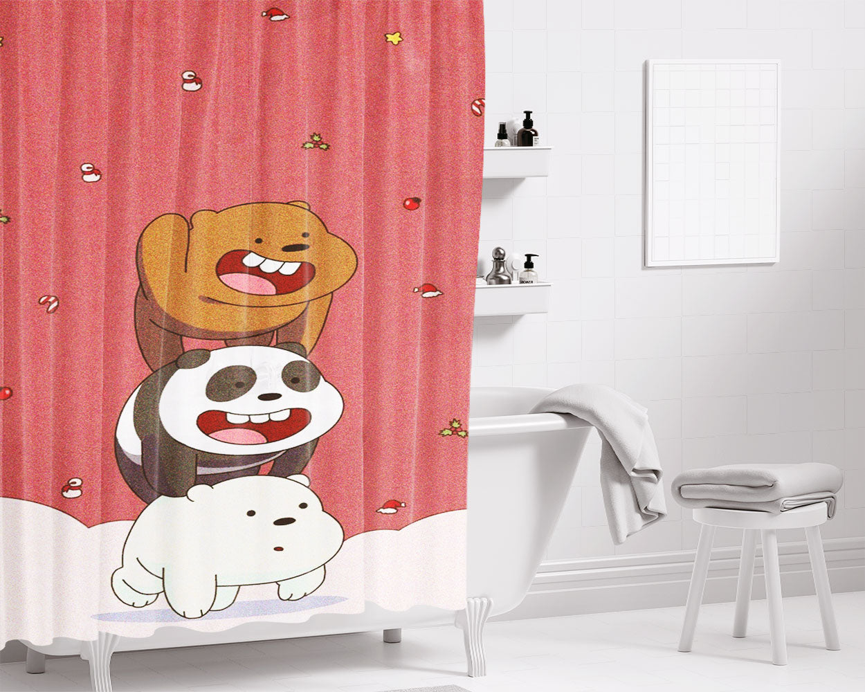 Watercolor Anthony Rizzo Chicago Cubs Baseball Bathroom Shower Curtain Fabric Waterproof | 66 X 72 Inch