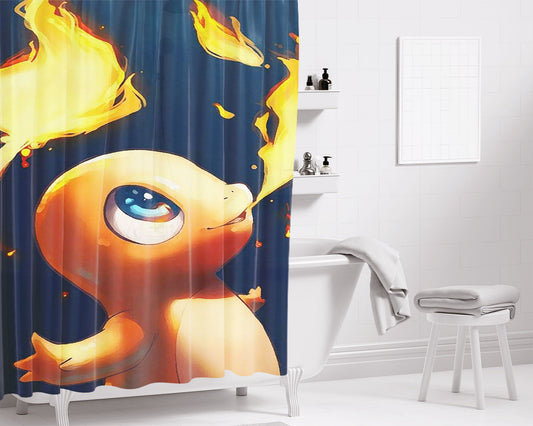 Charmander Fire Bathroom Shower Curtain Fabric Waterproof | 66 X 72 Inch