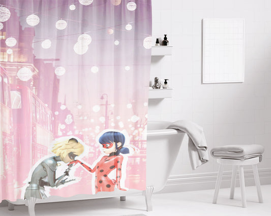 Chat Noir Miraculous August Bathroom Shower Curtain Fabric Waterproof | 66 X 72 Inch