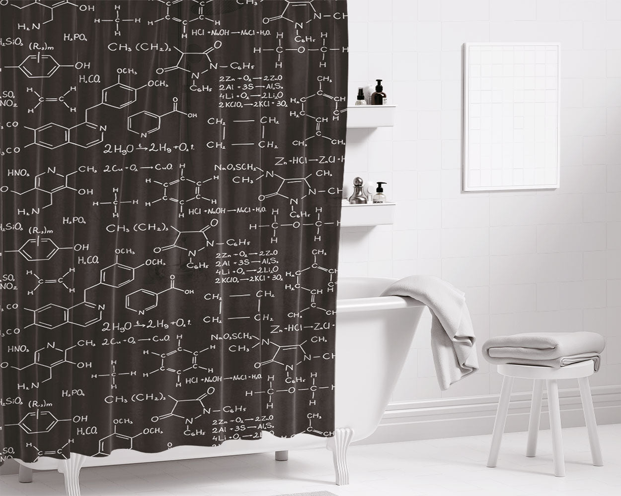 Chemistry Formula And Equation Bathroom Shower Curtain Fabric Waterproof | 66 X 72 Inch