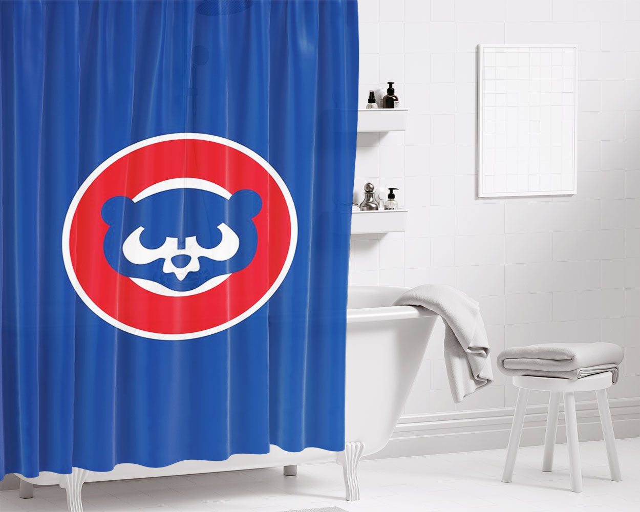 Chicago Cubs Cc Bathroom Shower Curtain Fabric Waterproof | 66 X 72 Inch