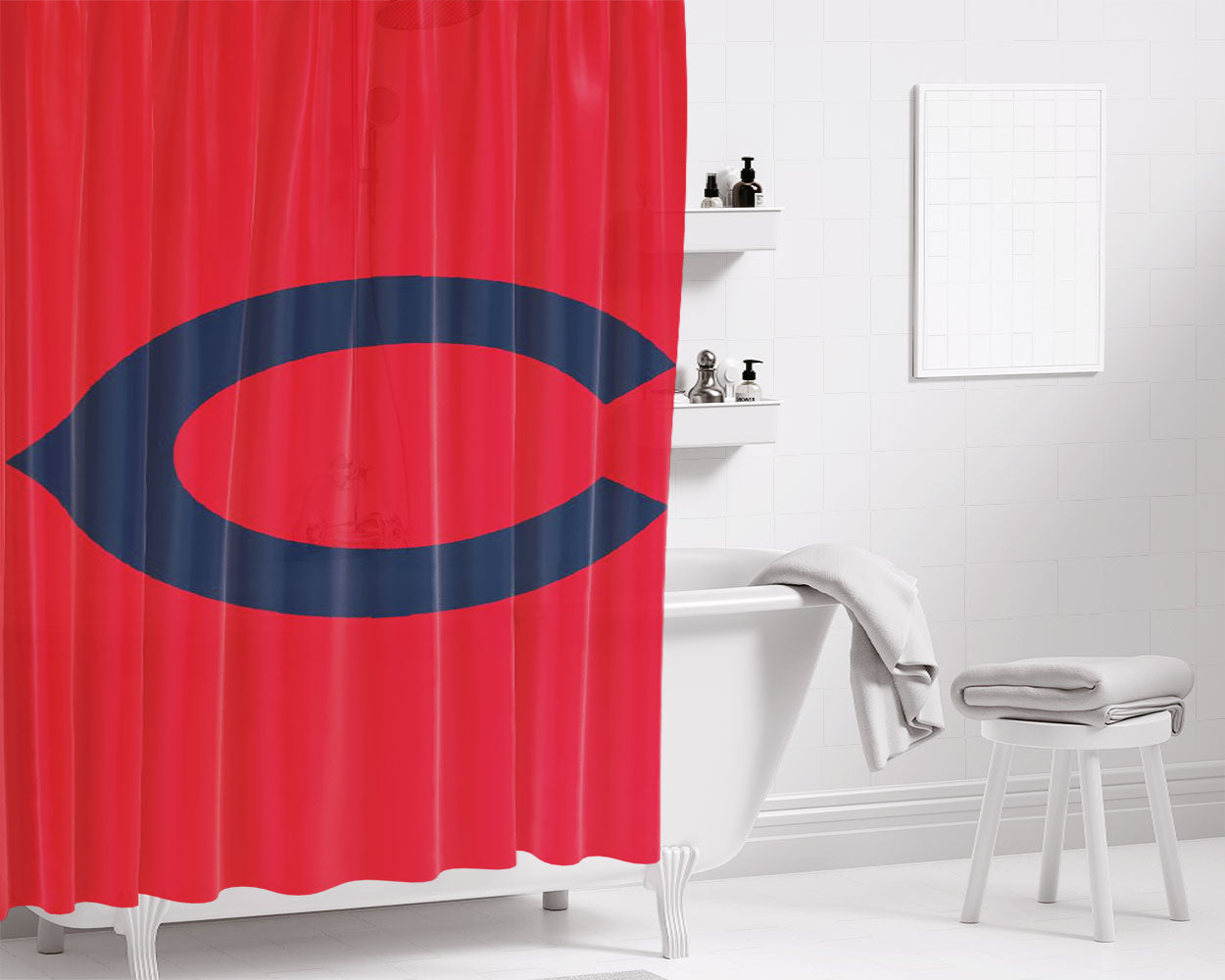 Chicago Cubs On The Red Bathroom Shower Curtain Fabric Waterproof | 66 X 72 Inch