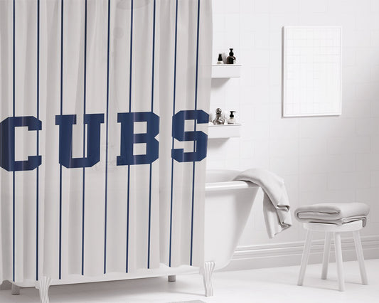 Chicago Cubs Stripers Bathroom Shower Curtain Fabric Waterproof