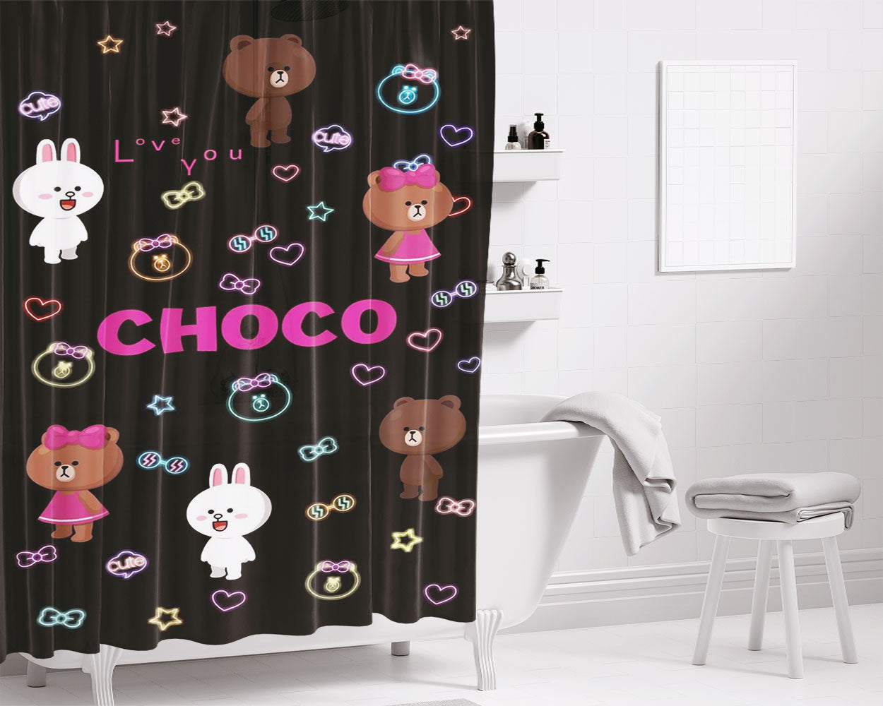 Chocho Bathroom Shower Curtain Fabric Waterproof | 66 X 72 Inch