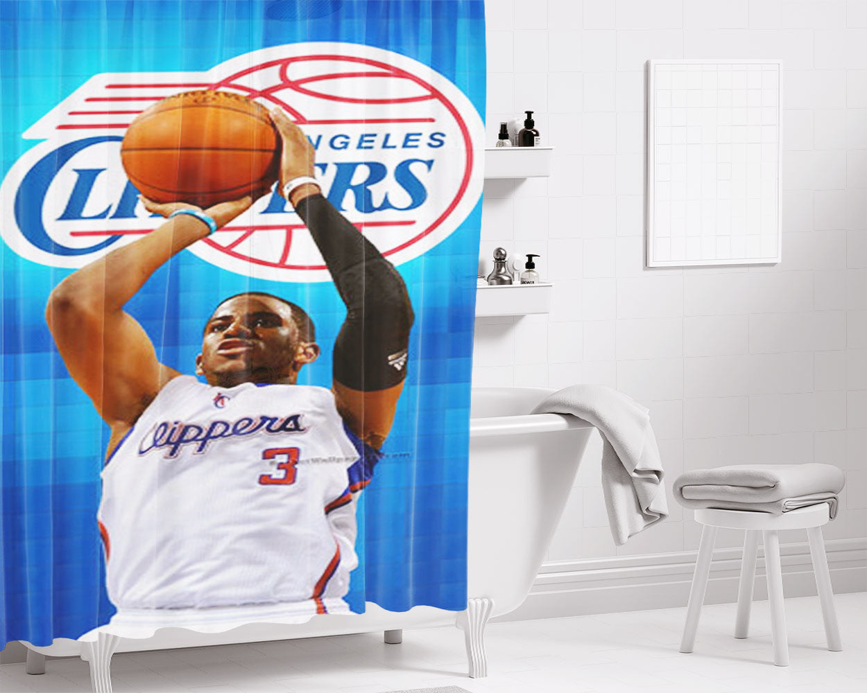 Chris Paul Wallpaper Bathroom Shower Curtain Fabric Waterproof | 66 X 72 Inch