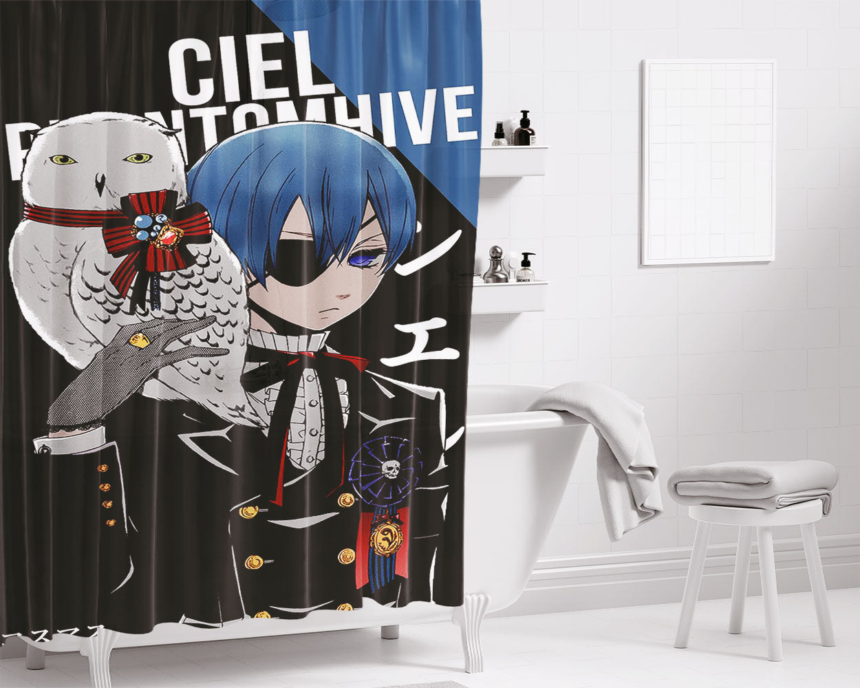 Ciel Phantomhive Black Butler Kuroshitsuji Bathroom Shower Curtain Fabric Waterproof | 66 X 72 Inch