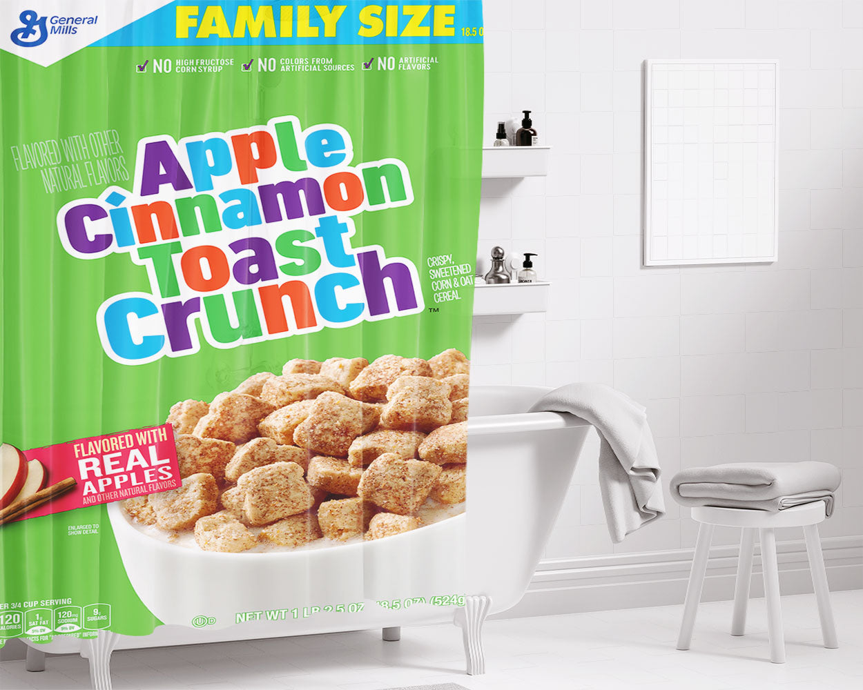 Cinnamon Toast Crunch Bathroom Shower Curtain Fabric Waterproof | 66 X 72 Inch