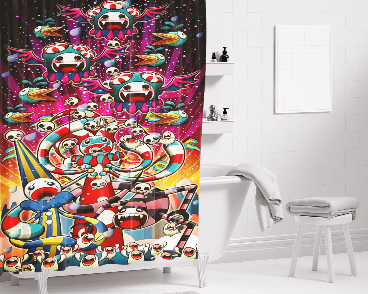 Clown Sweat Blood Bathroom Shower Curtain Fabric Waterproof | 66 X 72 Inch