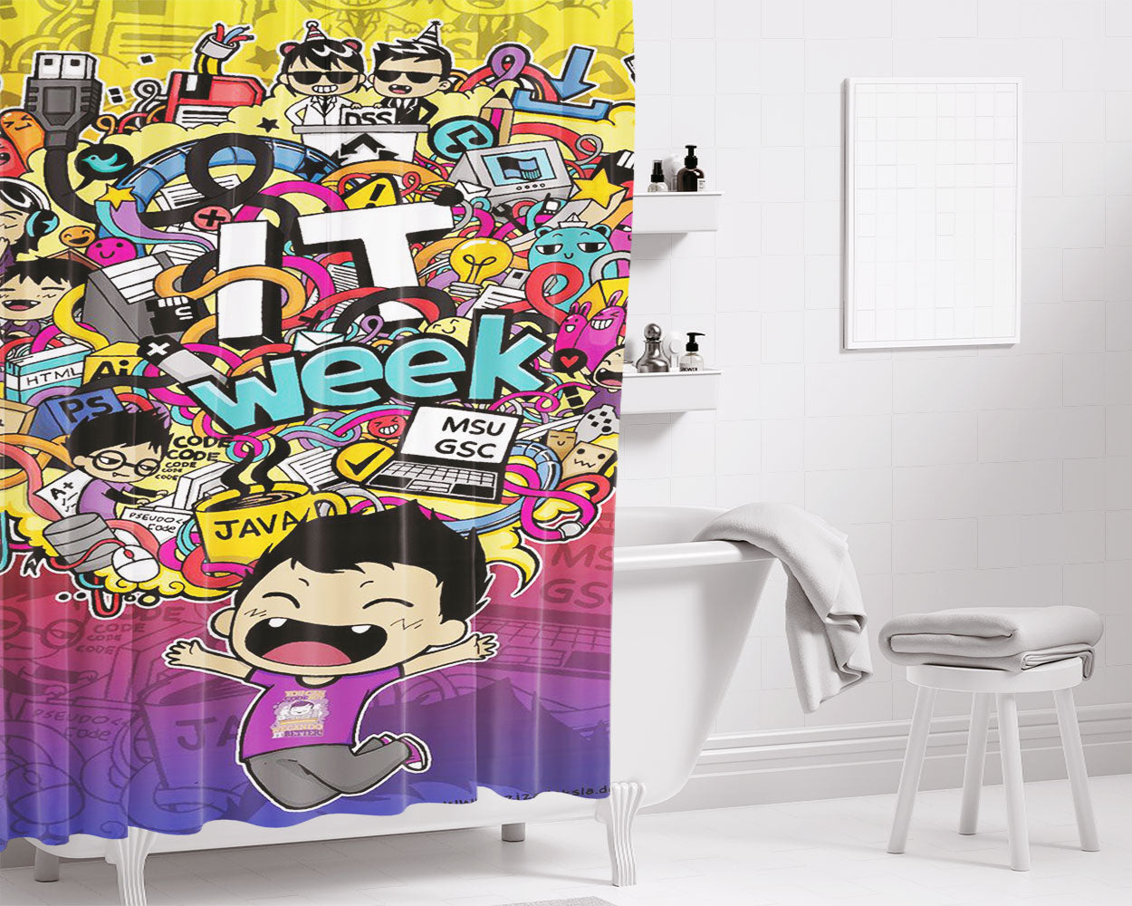Coding Is My Life Bathroom Shower Curtain Fabric Waterproof | 66 X 72 Inch