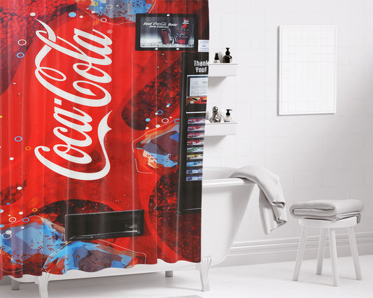 Coke Vending Machine Bathroom Shower Curtain Fabric Waterproof