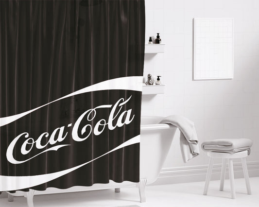 Cola-Cola Black Art Bathroom Shower Curtain Fabric Waterproof