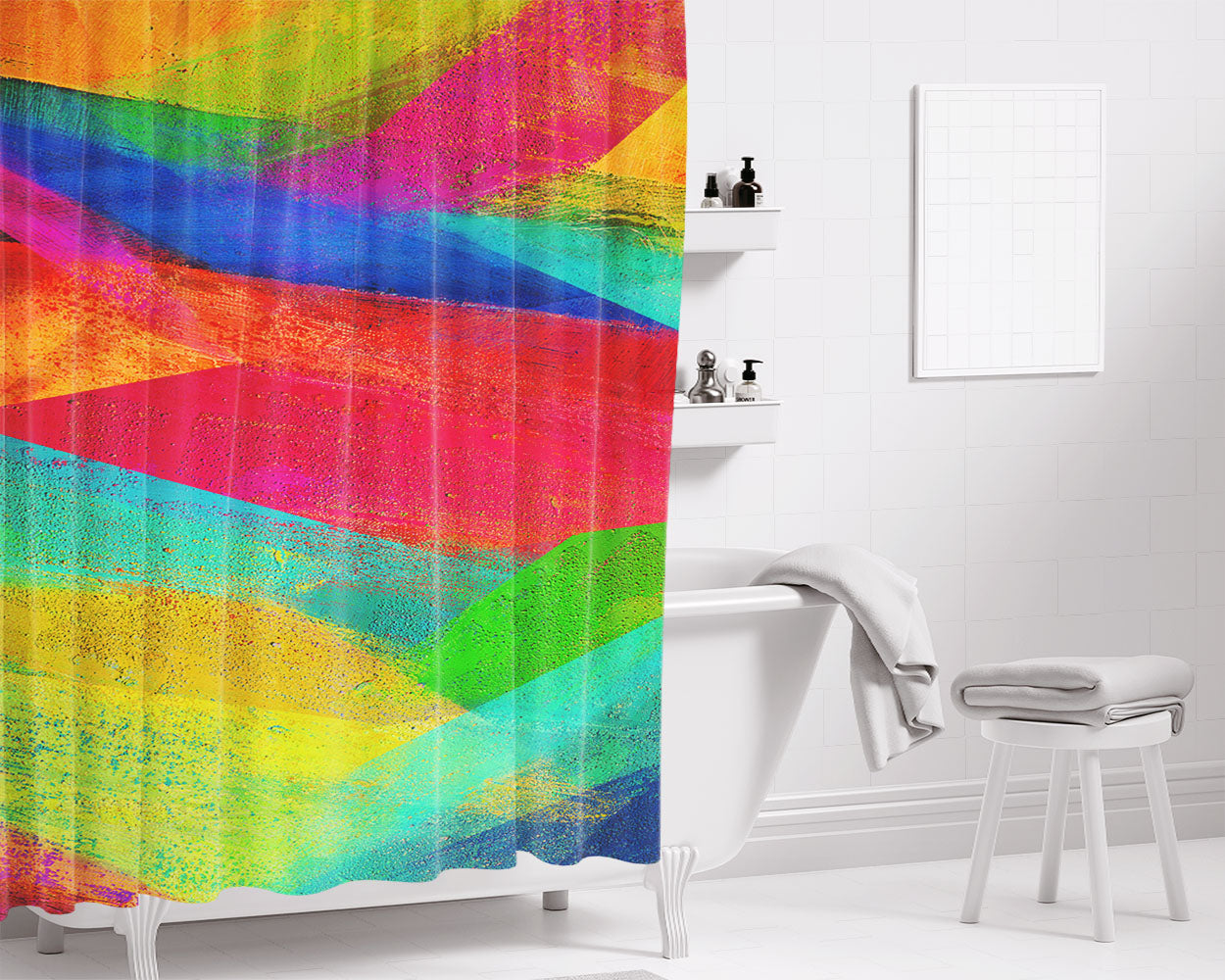 Colors Bathroom Shower Curtain Fabric Waterproof | 66 X 72 Inch
