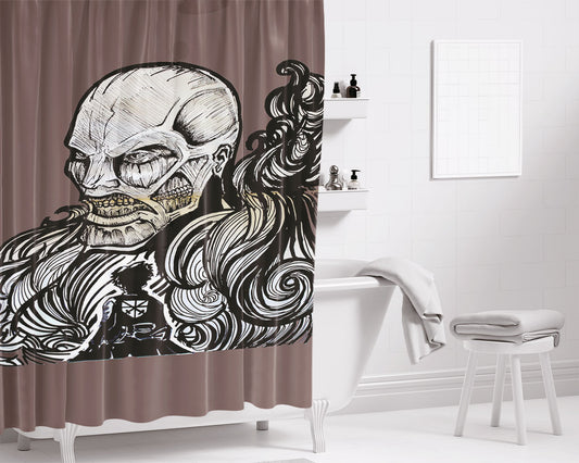 Colossal Titan Appearance Bathroom Shower Curtain Fabric Waterproof