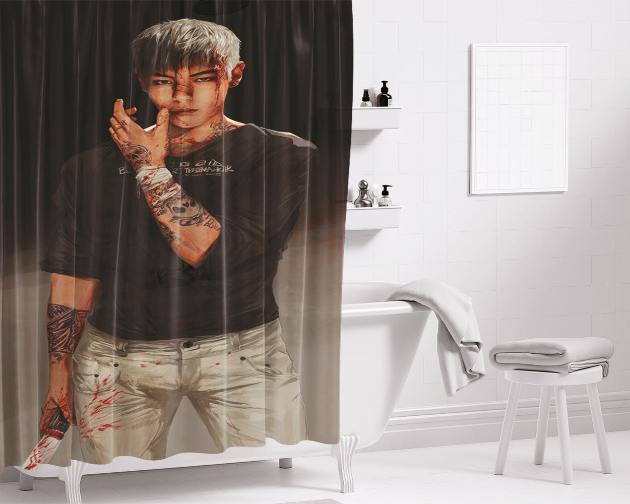 Cool Fan Art Top Bi Bathroom Shower Curtain Fabric Waterproof | 66 X 72 Inch