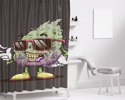 Cool Green Buds Get High By Medcr Bathroom Shower Curtain Fabric Waterproof
